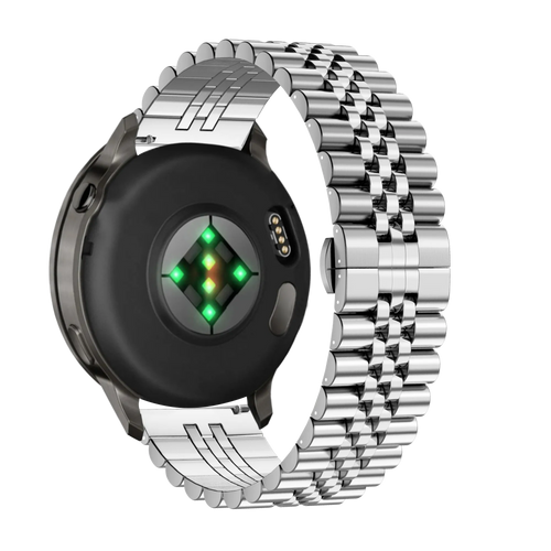 Steel Strap 'Jubilee', silver, on a watch, 3/4 rear view