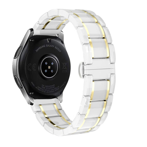 Samsung Galaxy Watch FE Ceramic Link Strap (White/Gold)