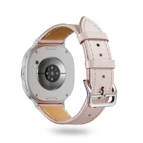 Classic Leather Strap, pink, on a watch, 3/4 rear view