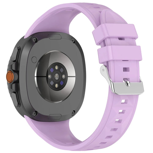 Diamond Silicone Strap, lilac, on a watch, 3/4 rear view