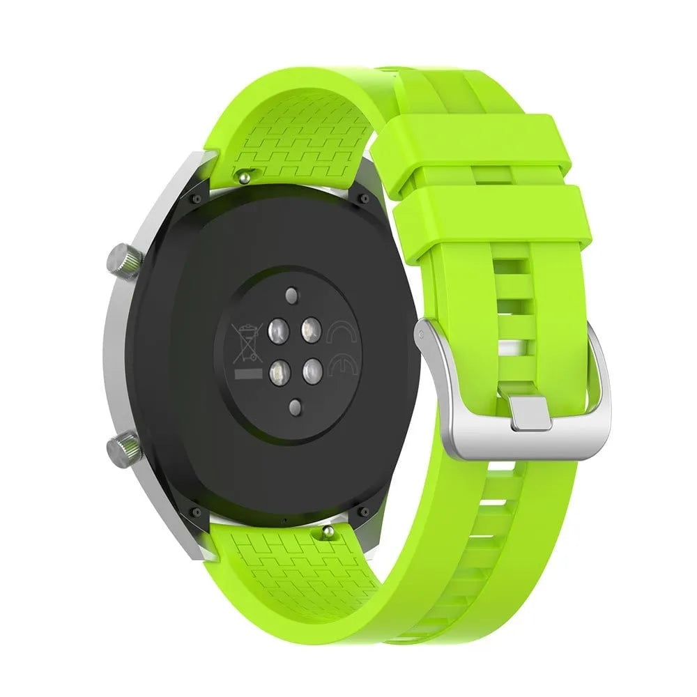 Silicone Strap 'Extreme', lime, on a watch, 3/4 rear view