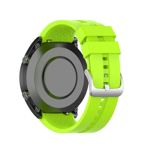 Silicone Strap 'Extreme', lime, on a watch, 3/4 rear view