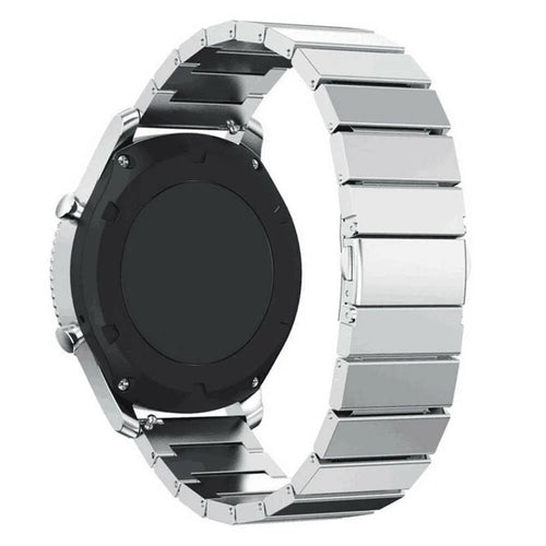 Premium Metal Strap, silver, on a watch, 3/4 rear view