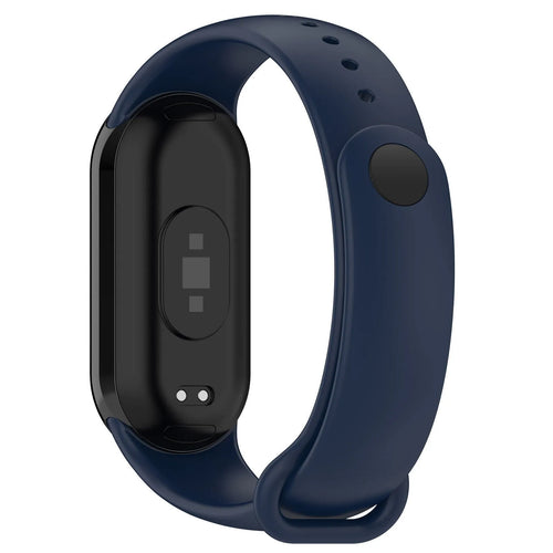 Silicone Strap, dark blue, on a watch, 3/4 rear view