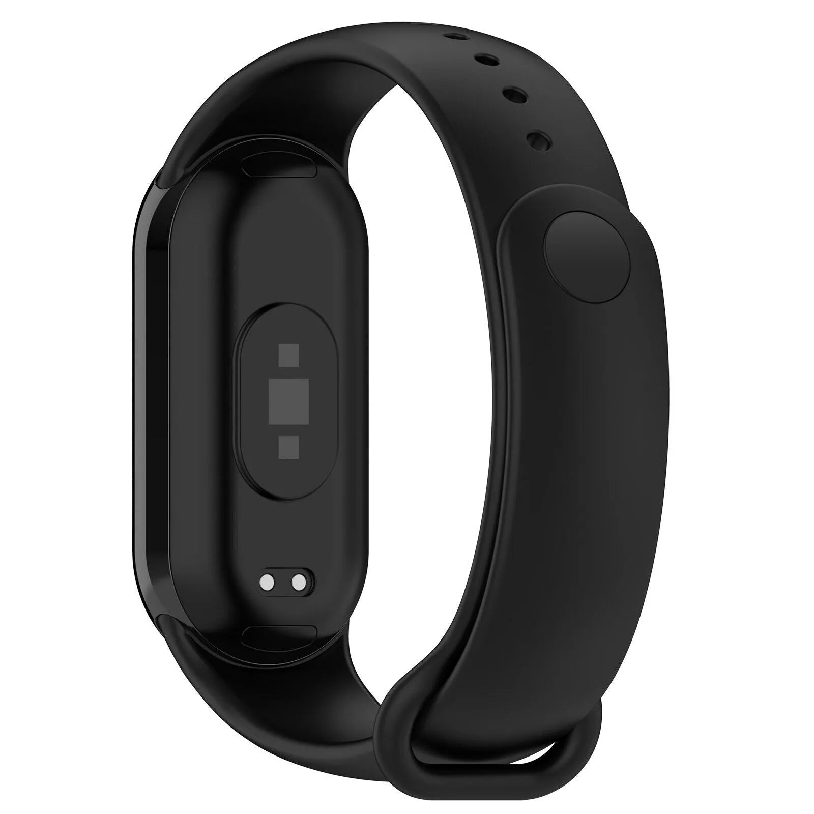 Silicone Strap, black, on a watch, 3/4 rear view
