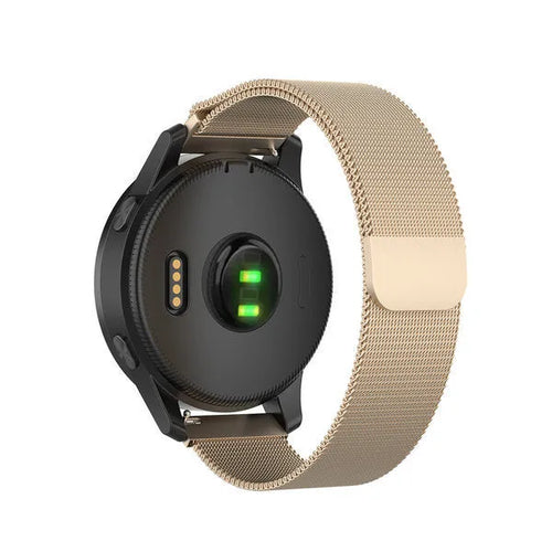 Milanese Strap, champagne, on a watch, 3/4 rear view