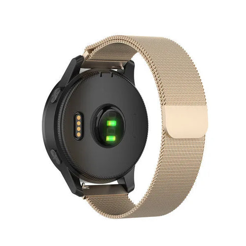 Milanese Strap, champagne, on a watch, 3/4 rear view