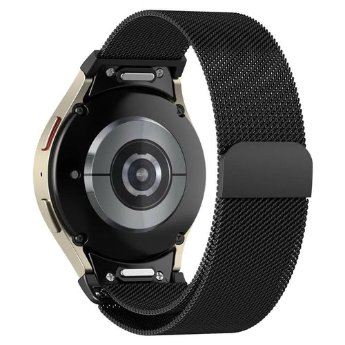 Milanese Strap 'One Push', black, on a watch, 3/4 rear view