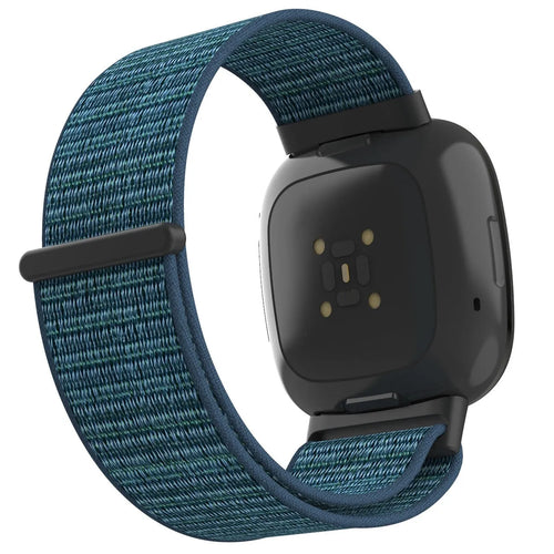 Nylon Strap, blue, on a watch, 3/4 rear view