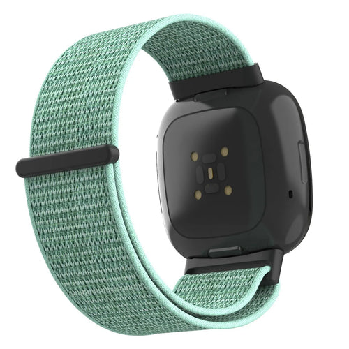 Nylon Strap, mint, on a watch, 3/4 rear view