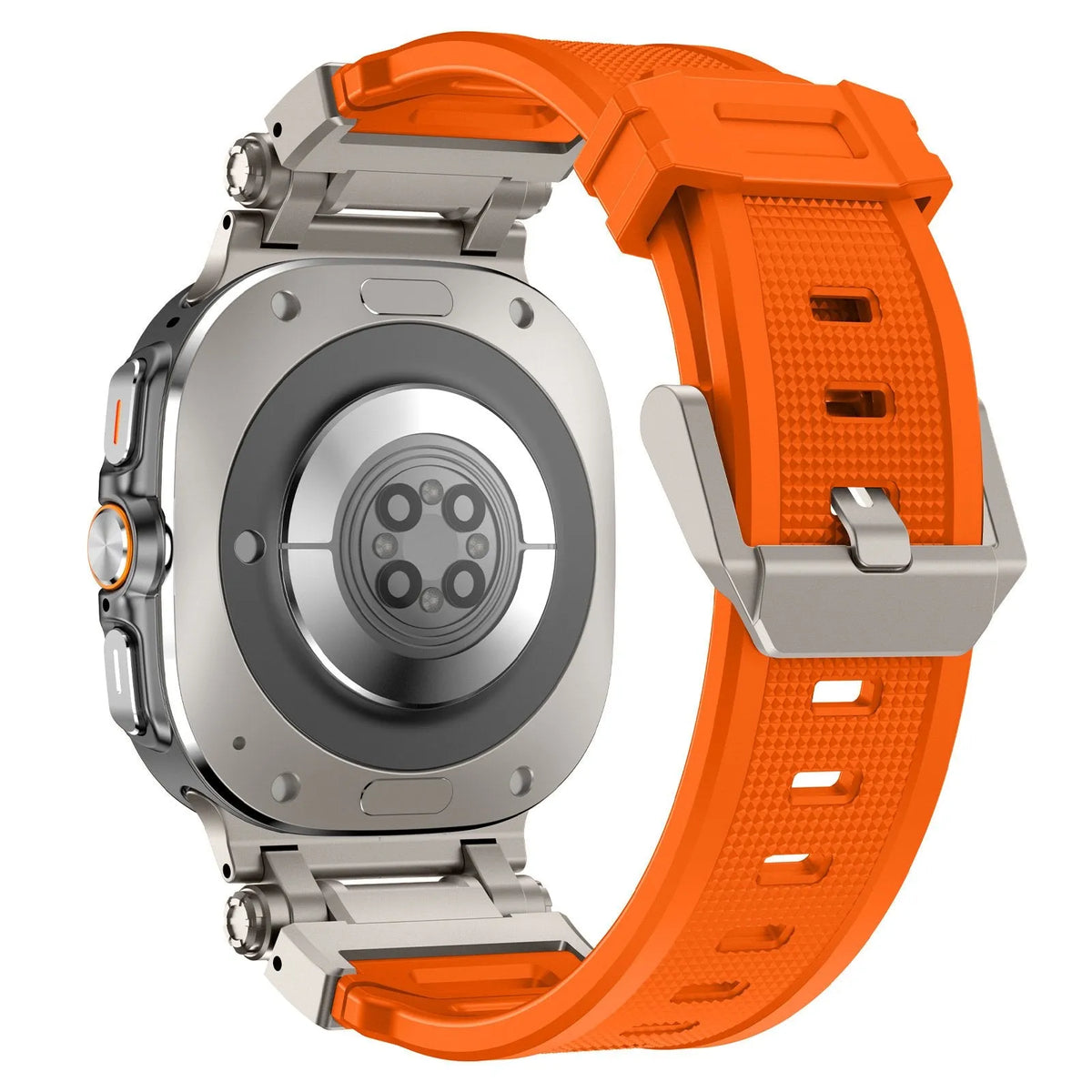 Silicone Strap 'Explorer', on a watch, 3/4 rear view