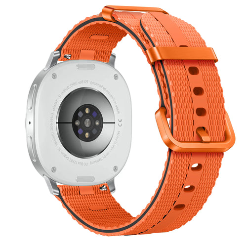 Silicone Active Strap, orange, on a watch, 3/4 rear view