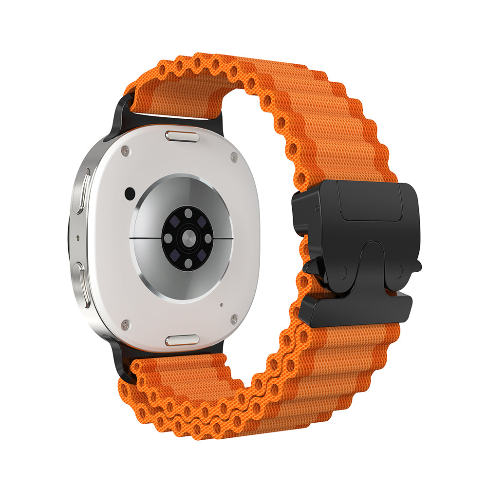 Samsung Galaxy Watch 8 Classic Outdoor Nylon Strap with P-Buckle (Orange/Black)