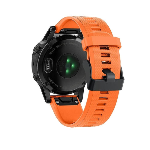 Silicone Strap, orange, on a watch, 3/4 rear view