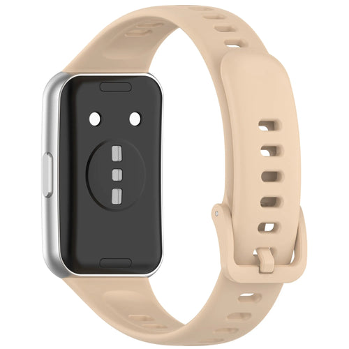 Silicone Strap, pink, on a watch, 3/4 rear view