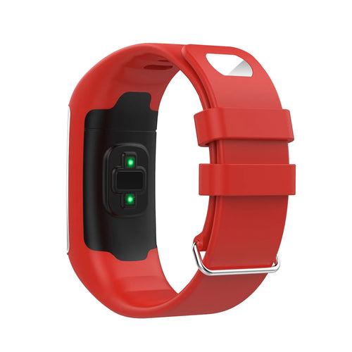 Silicone Strap, red, on a watch, 3/4 rear view