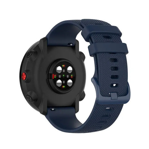 Premium Silicone Strap, dark blue, on a watch, 3/4 rear view