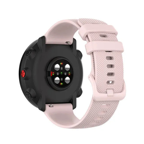 Premium Silicone Strap, pink, on a watch, 3/4 rear view