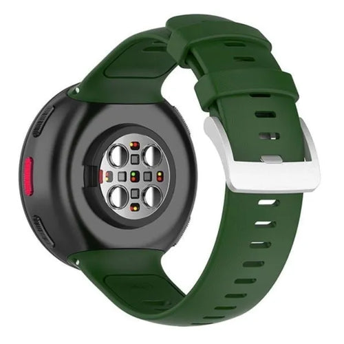 Silicone Strap, green, on a watch, 3/4 rear view