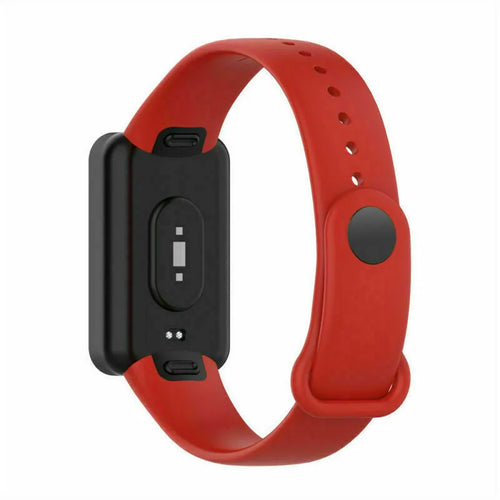 Silicone Strap, red, on a watch, 3/4 rear view