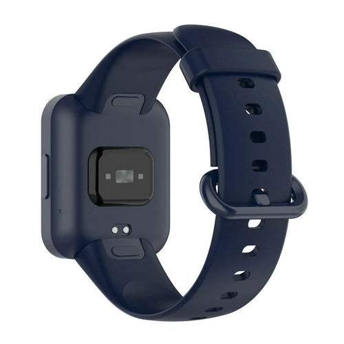 Silicone Strap, dark blue, on a watch, 3/4 rear view