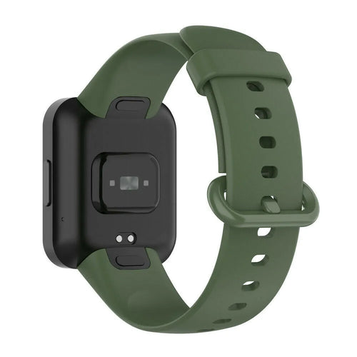Silicone Strap, green, on a watch, 3/4 rear view