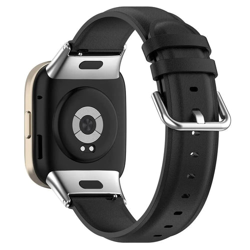 Silicone Leather Strap, black, on a watch, 3/4 rear view