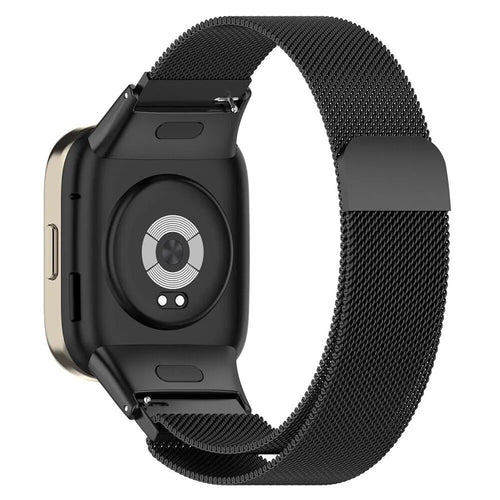 Milanese Strap, black, on a watch, 3/4 rear view