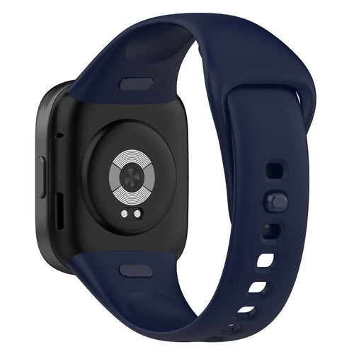 Silicone Strap, dark blue, on a watch, 3/4 rear view