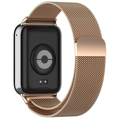 Milanese Strap, rose gold, on a watch, 3/4 rear view