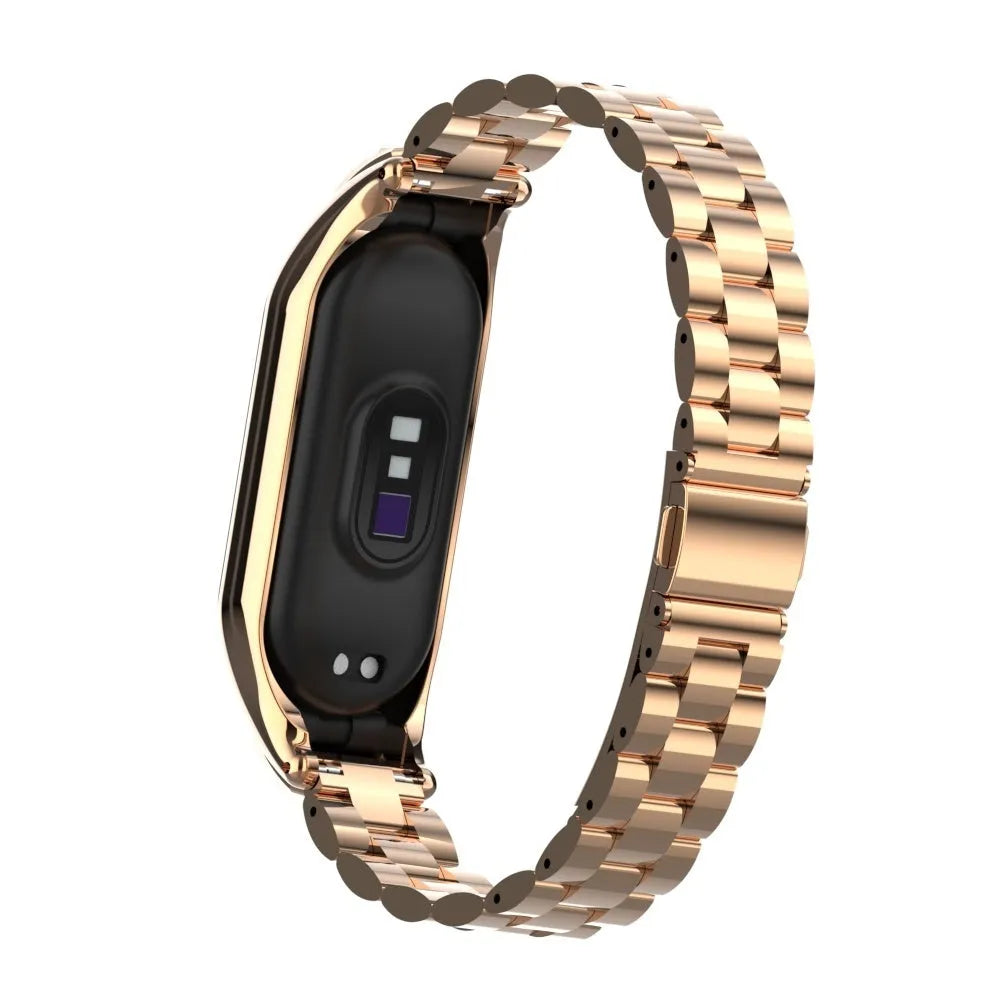 Steel Strap, rose gold, on a watch, 3/4 rear view