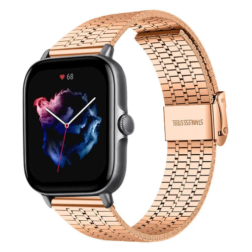 Fine Steel Strap, rose gold, on a watch, 3/4 rear view