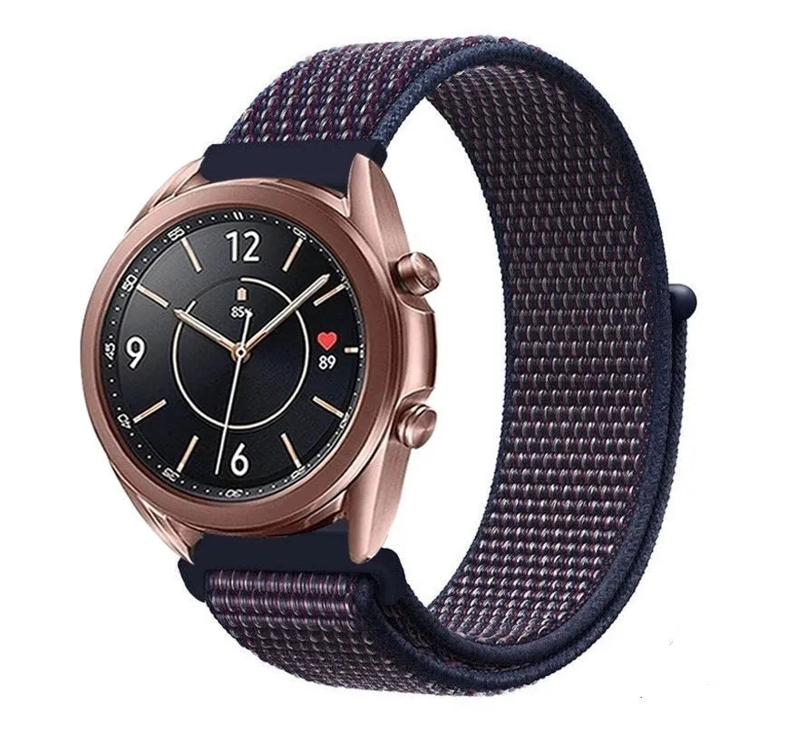 Nylon Strap, indigo blue, on a watch, 3/4 rear view