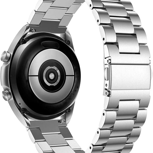 Steel Strap, silver, on a watch, 3/4 rear view