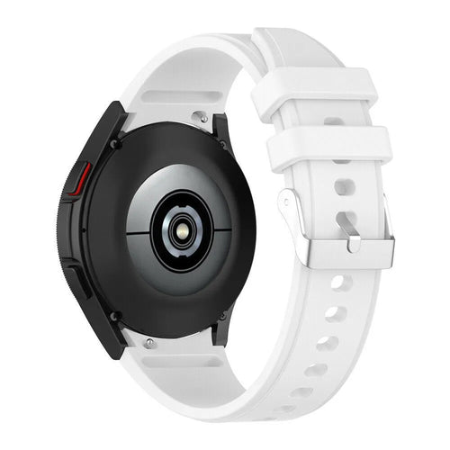 Silicone Strap 'Perfect Fit', white, on a watch, 3/4 rear view