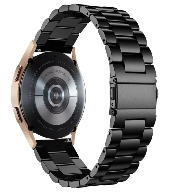 Steel Strap, black, on a watch, 3/4 rear view