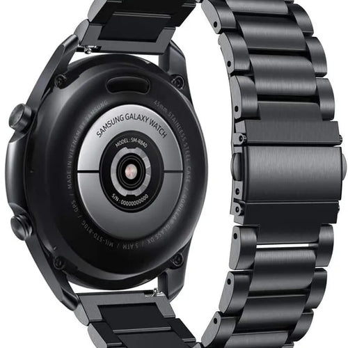 Steel Strap, black, on a watch, 3/4 rear view