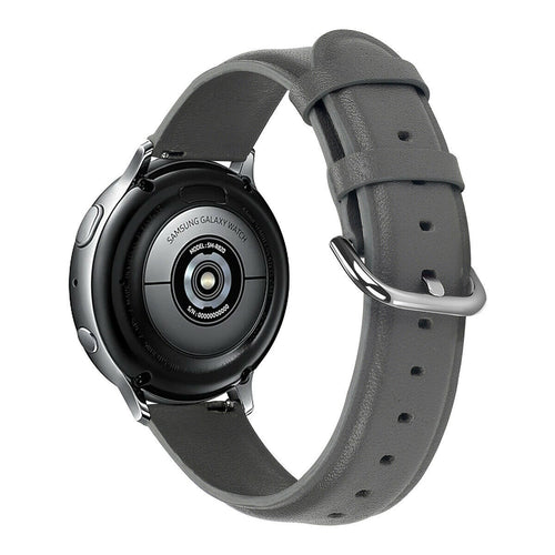 Leather Strap, dark grey, on a watch, 3/4 rear view