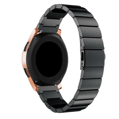 Premium Metal Strap, black, on a watch, 3/4 rear view