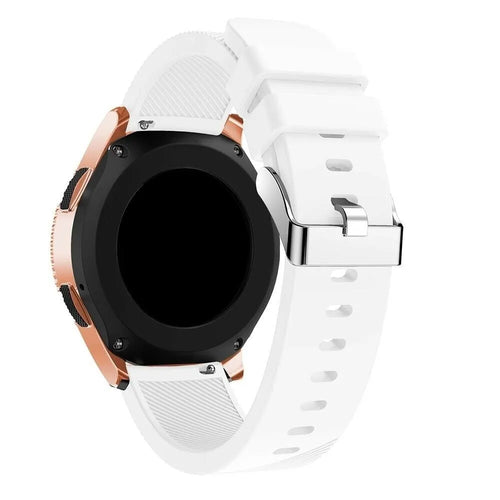 Twill Silicone Strap, white, on a watch, 3/4 rear view