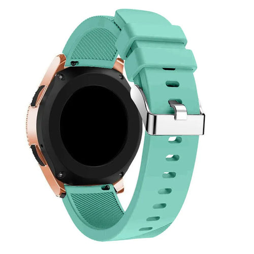 Twill Silicone Strap, aqua, on a watch, 3/4 rear view