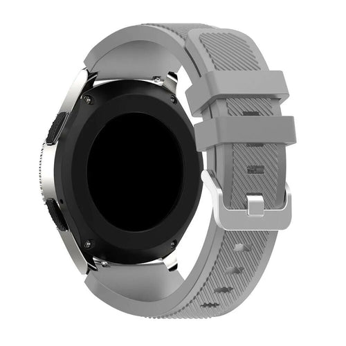 Twill Silicone Strap, grey, on a watch, 3/4 rear view