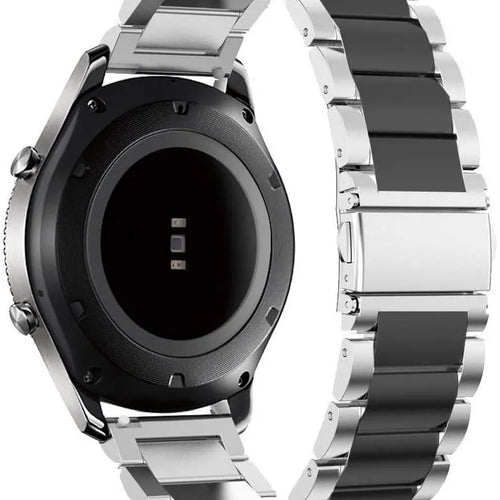 Steel Strap, silver/black, on a watch, 3/4 rear view