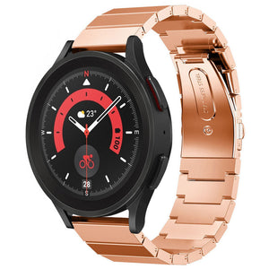 Premium Metal Strap, rose gold, on a watch, 3/4 rear view