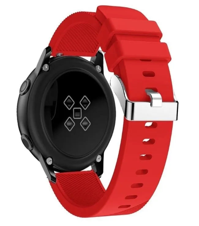 Twill Silicone Strap, red, on a watch, 3/4 rear view