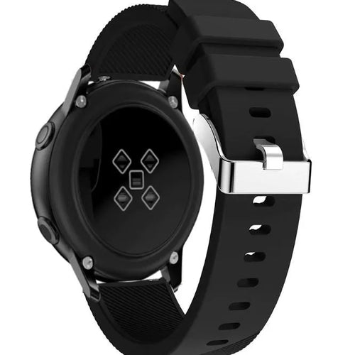 Twill Silicone Strap, black, on a watch, 3/4 rear view