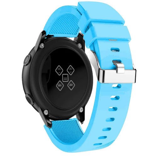 Twill Silicone Strap, light blue, on a watch, 3/4 rear view