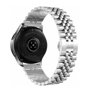 Jubilee Steel Strap, silver, on a watch, 3/4 rear view