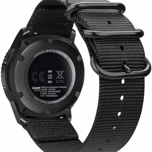 Nylon Buckle Strap, black, on a watch, 3/4 rear view