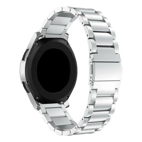 Steel Strap, silver, on a watch, 3/4 rear view